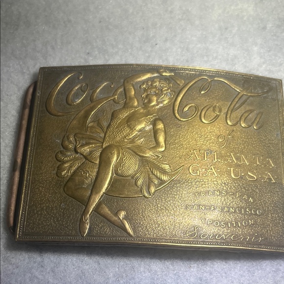 Coca-Cola Gold Embossed Souvenir Buckle - Picture 1 of 6